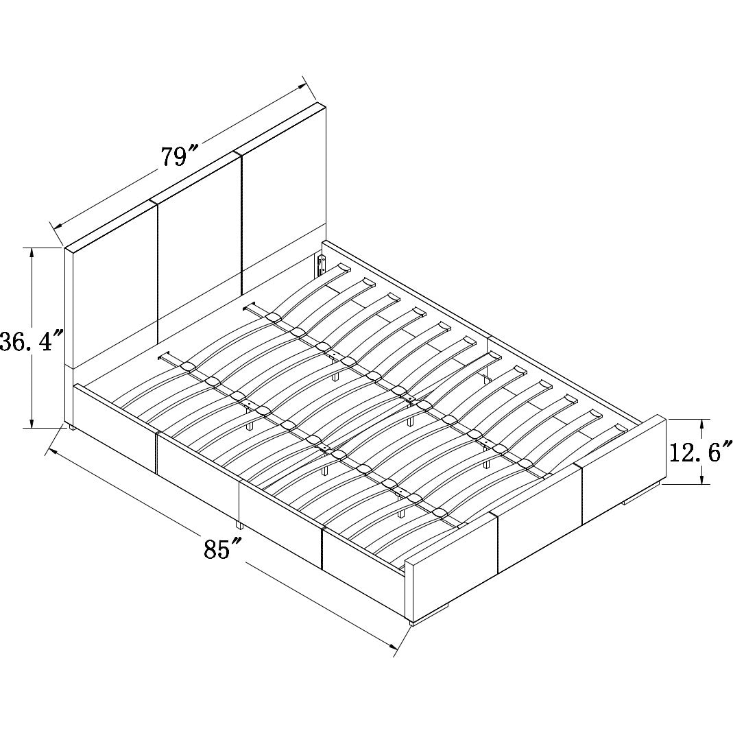 Black Wood And Linen King Bed Frame