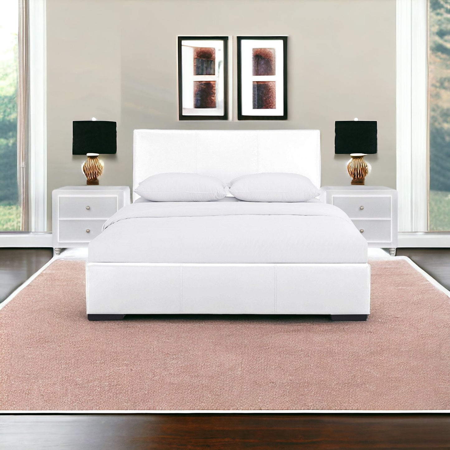 Black Wood And Linen King Bed Frame