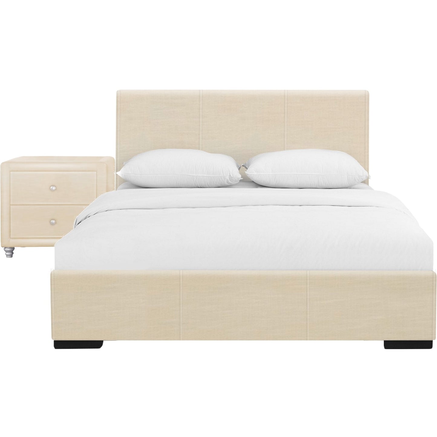 Black Wood And Linen King Bed Frame