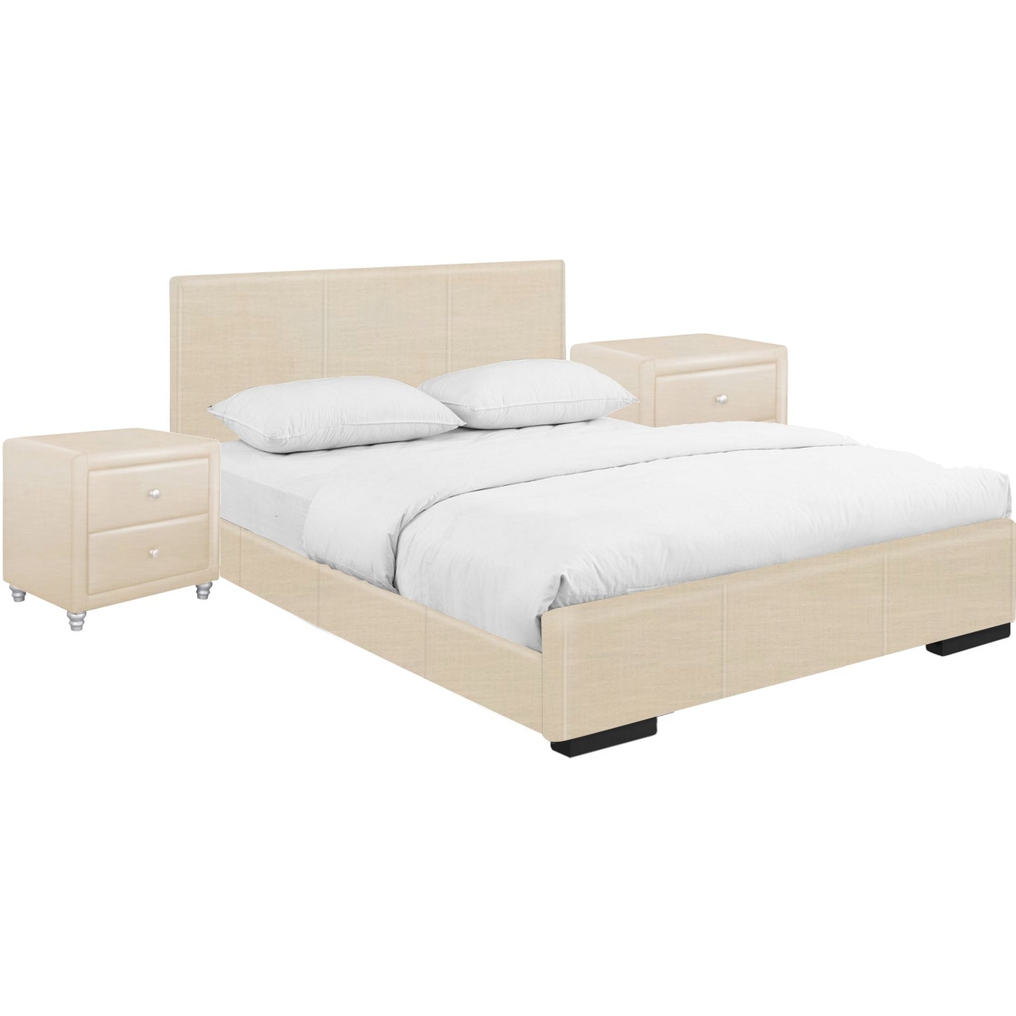 Black Wood And Linen King Bed Frame