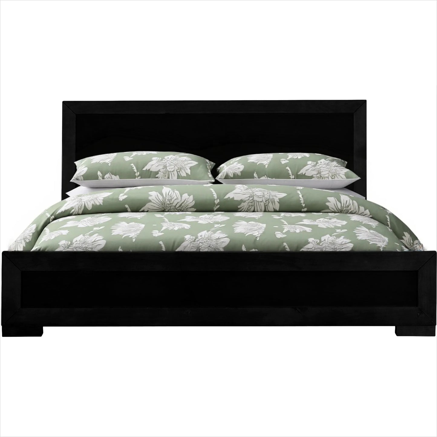 White Solid and Manufactured Wood Queen Bed Frame