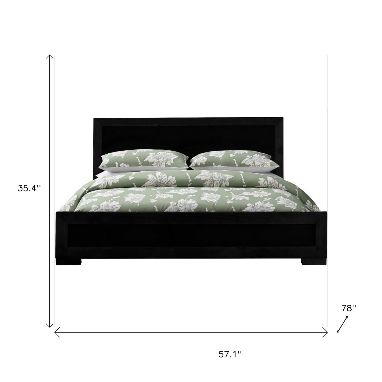 White Solid and Manufactured Wood Queen Bed Frame