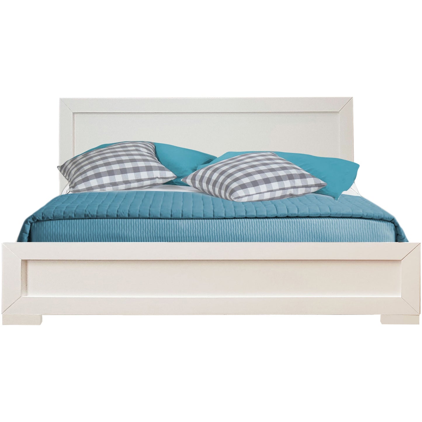 White Solid and Manufactured Wood Queen Bed Frame