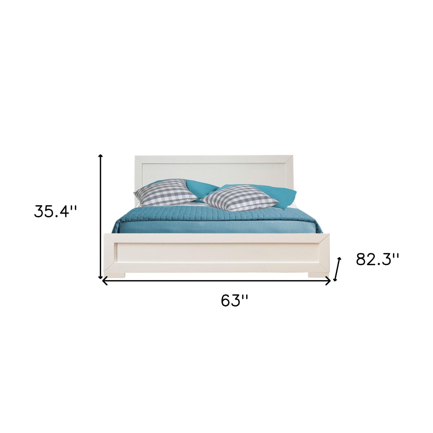 White Solid and Manufactured Wood Queen Bed Frame