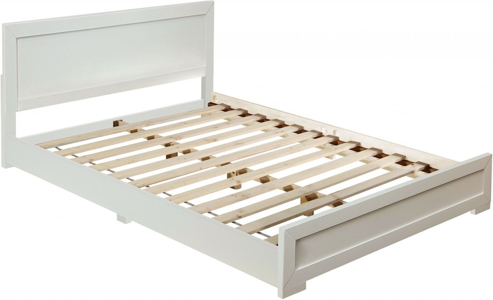Brown Inlaid Panels Solid Wood Full Bed Frame