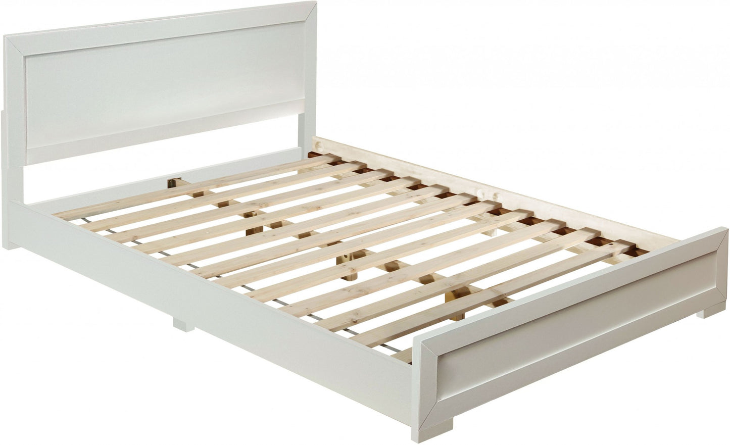 White Solid and Manufactured Wood Queen Bed Frame