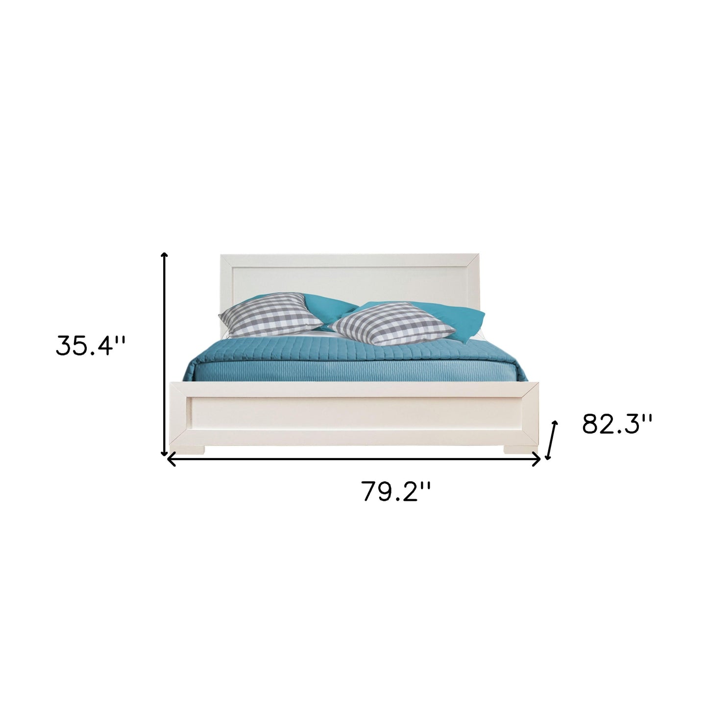 White Solid and Manufactured Wood Queen Bed Frame