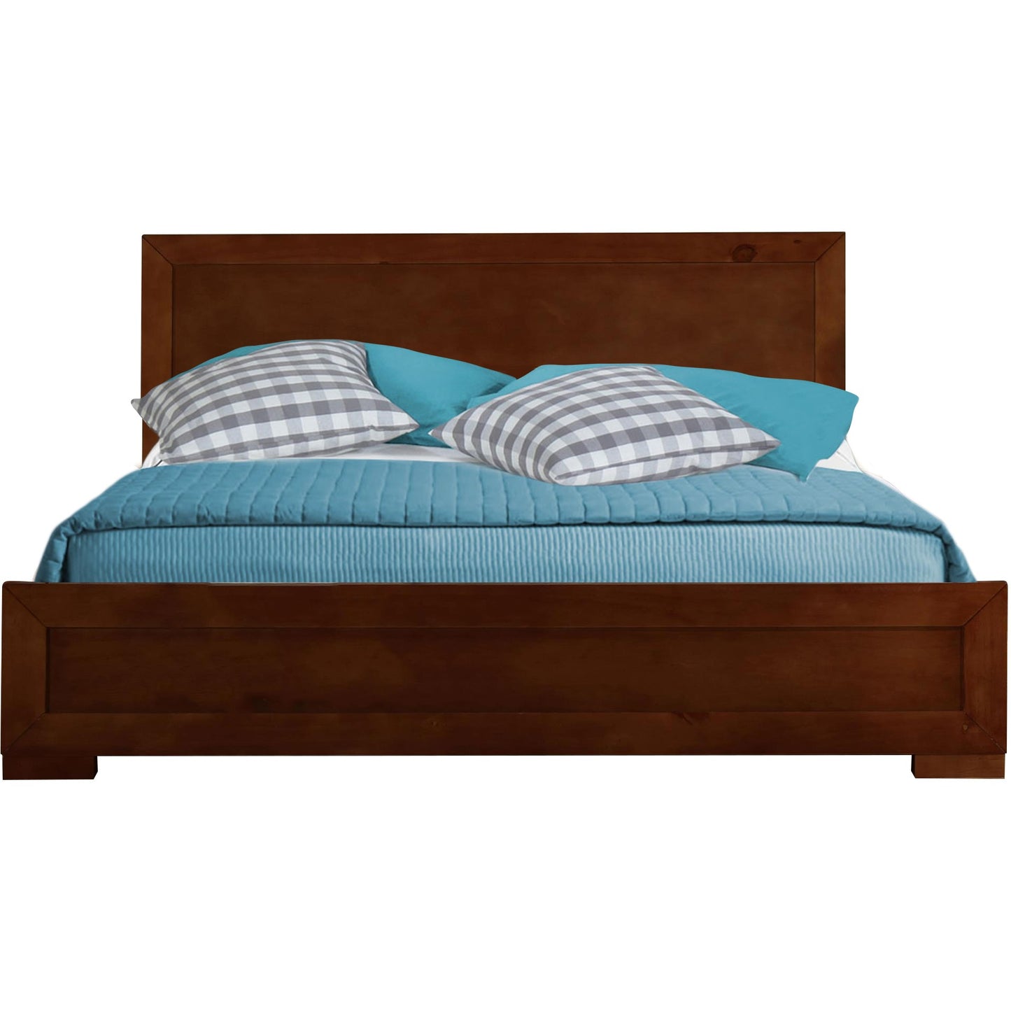 White Solid and Manufactured Wood Queen Bed Frame