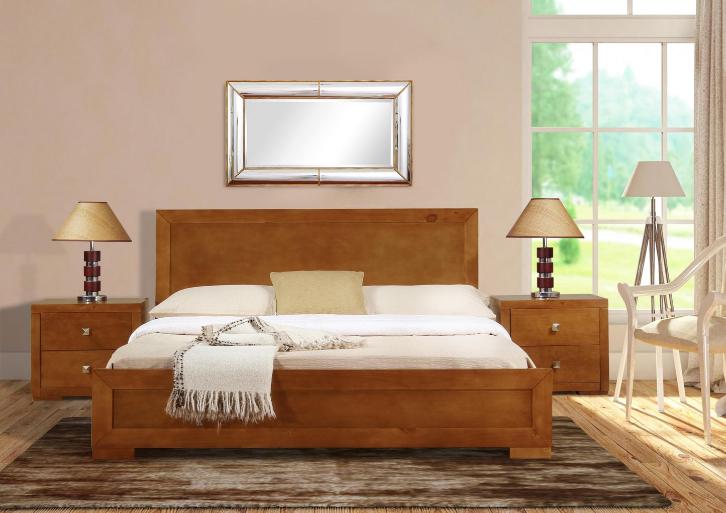 Oak Wood King Bed Frame