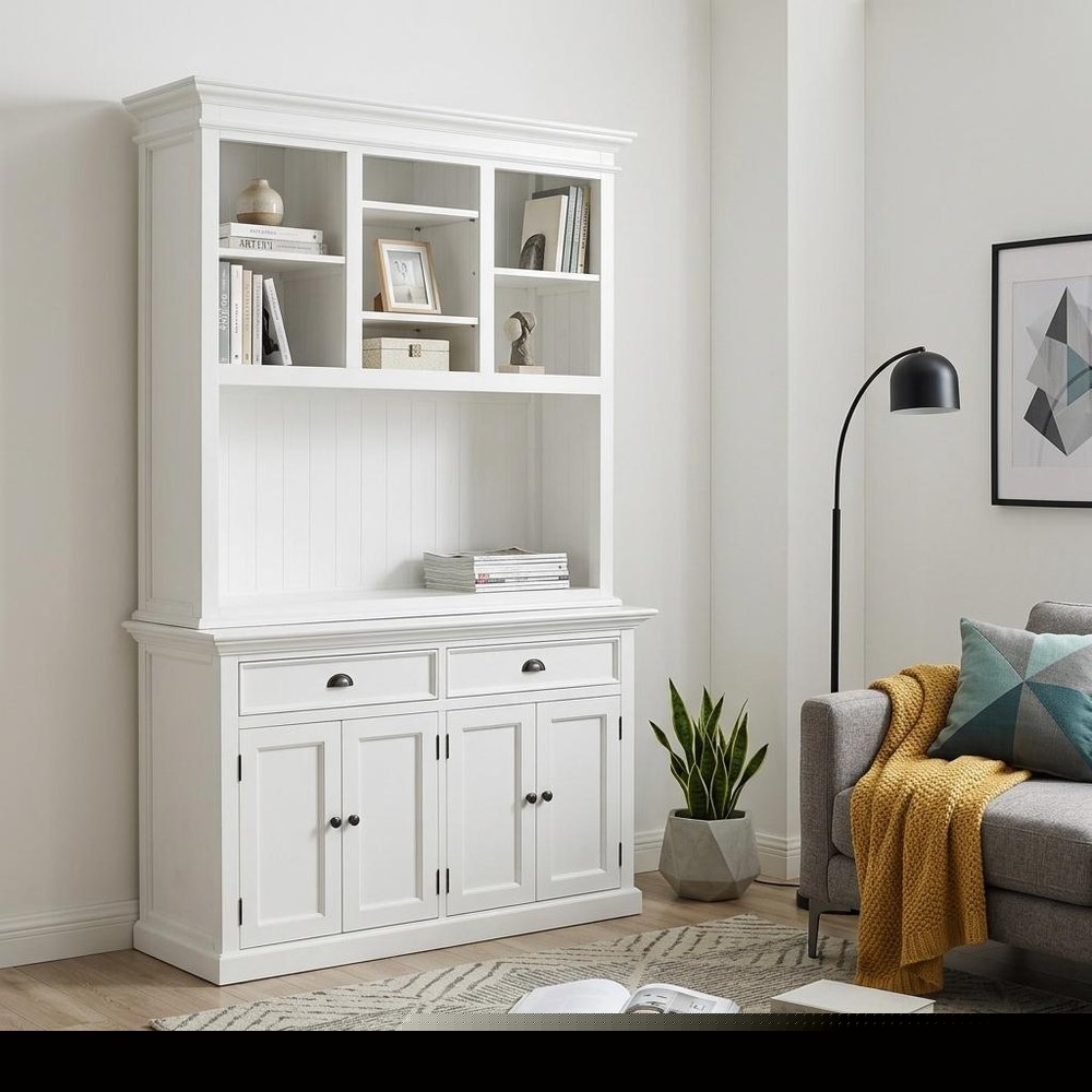 White Solid Wood Adjustable Two Tier Bookcase