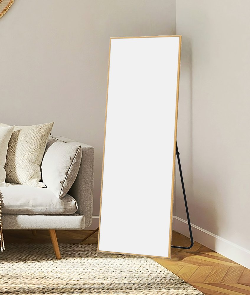 64" Silver Metal Freestanding and Wall Mount Accent Mirror