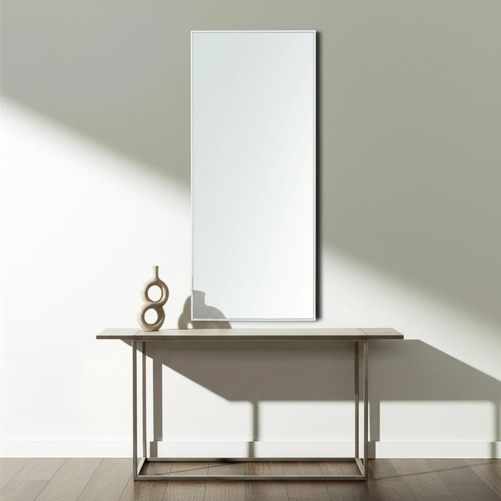 64" Silver Metal Freestanding and Wall Mount Accent Mirror