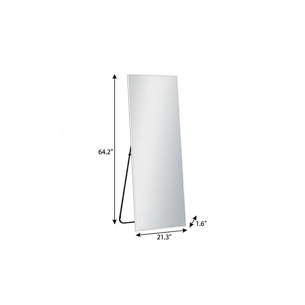 64" Silver Metal Wall Mounted And Freestanding Framed Accent Mirror