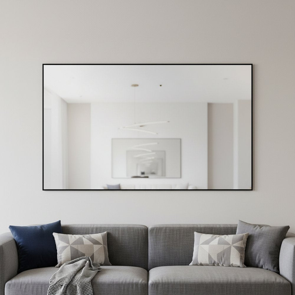 59" Black Metal Framed Full Length Hanging Mirror