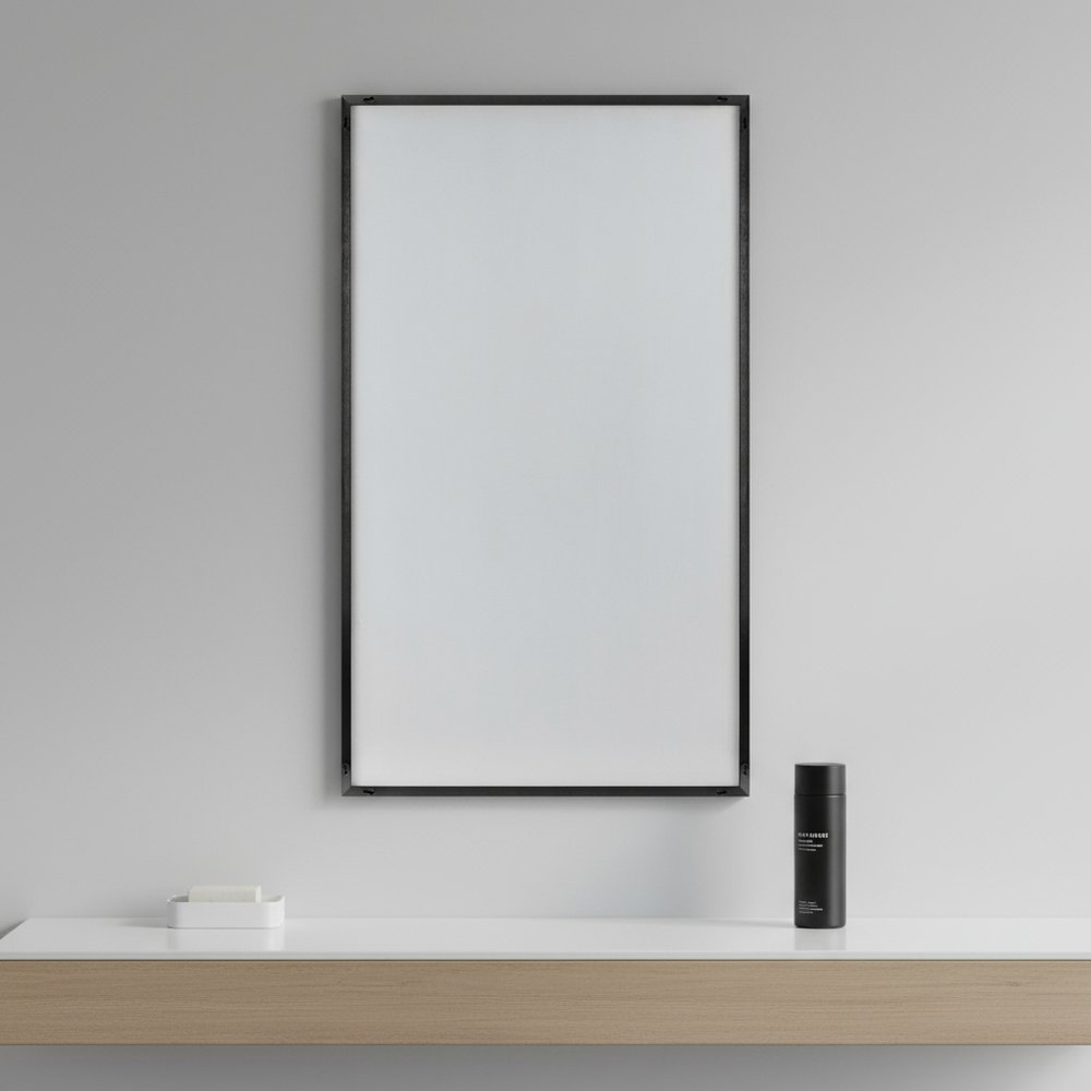 51" Black Metal Framed Full Length Hanging Mirror