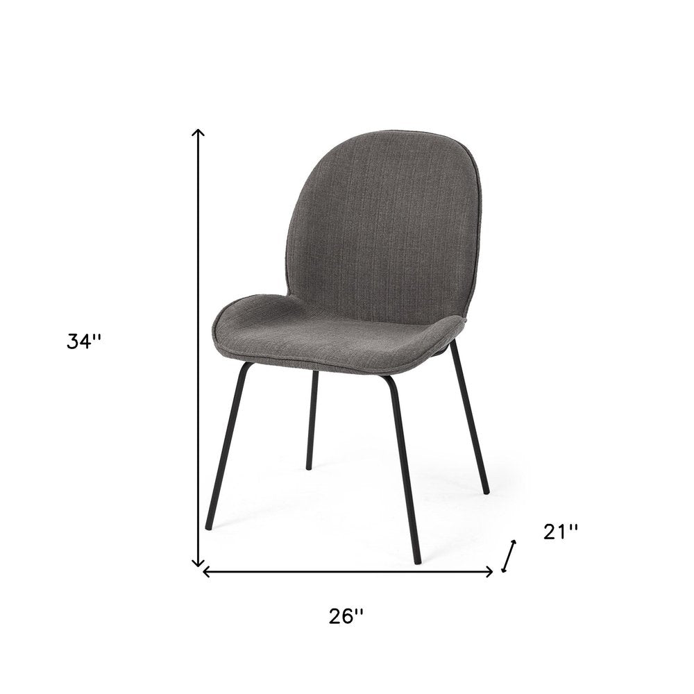 Set of Two Gray and Black Upholstered Fabric Dining Side Chairs