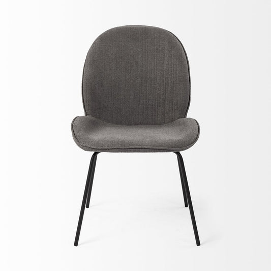 Set of Two Gray and Black Fabric Dining Side Chairs