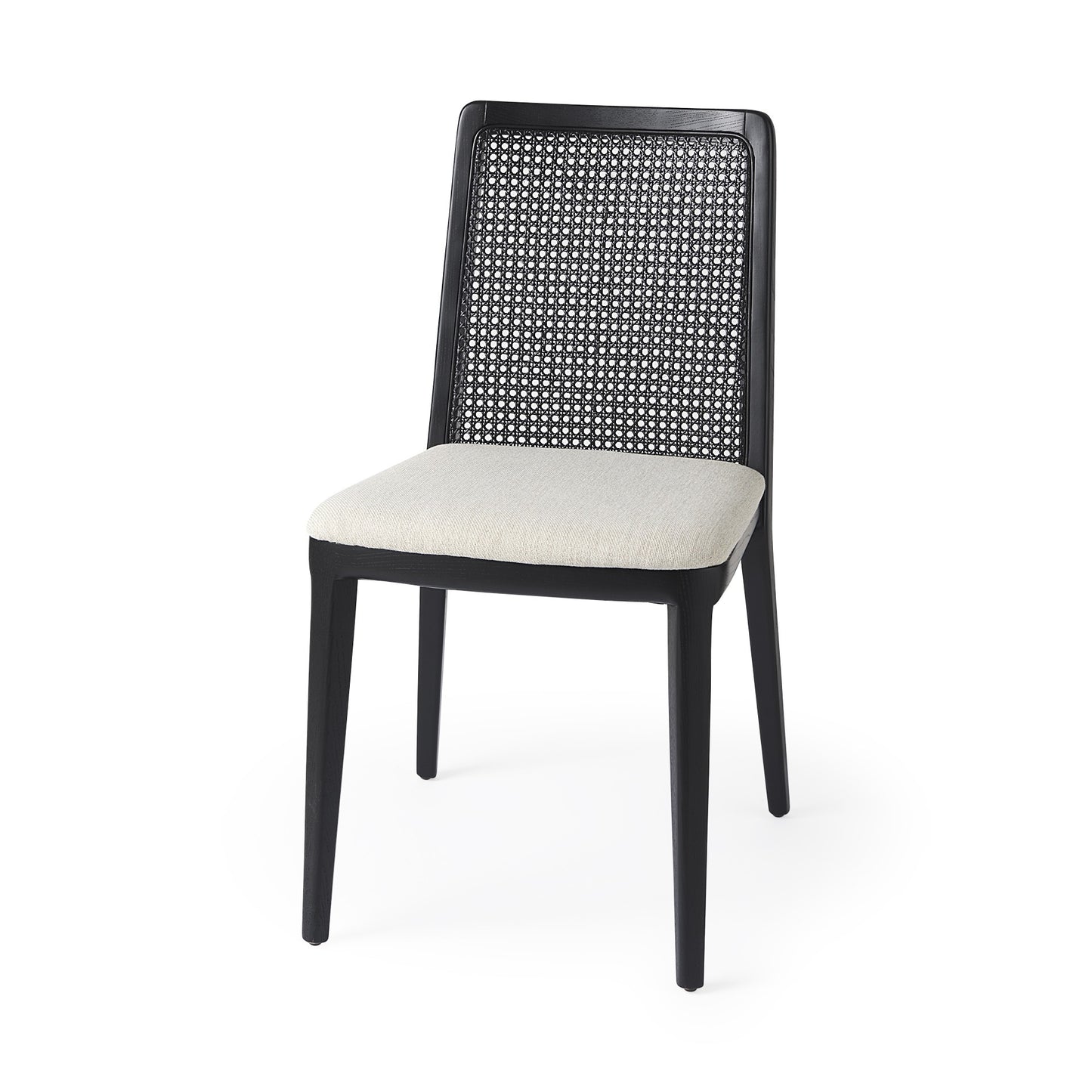 Set of Two Black Upholstered Fabric Cross Back Dining Side Chairs