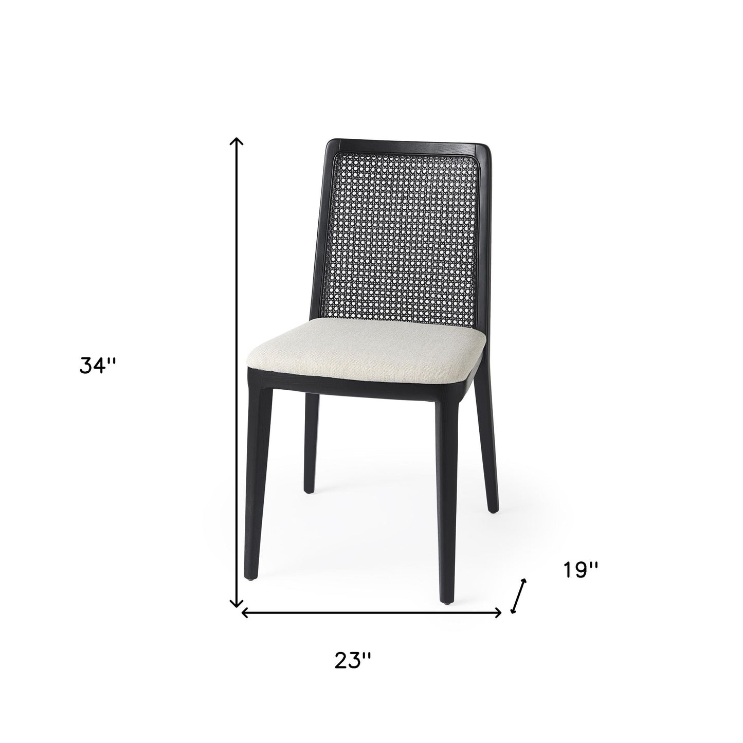 Set of Two Black Upholstered Fabric Cross Back Dining Side Chairs
