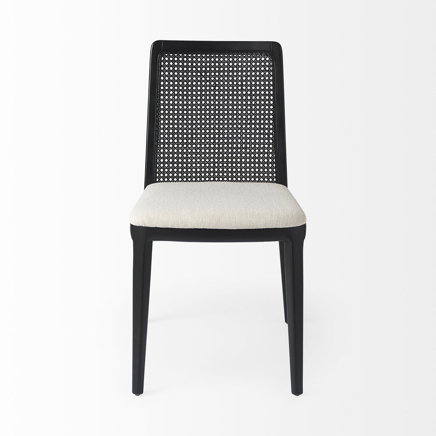 Set of Two Black Upholstered Fabric Cross Back Dining Side Chairs