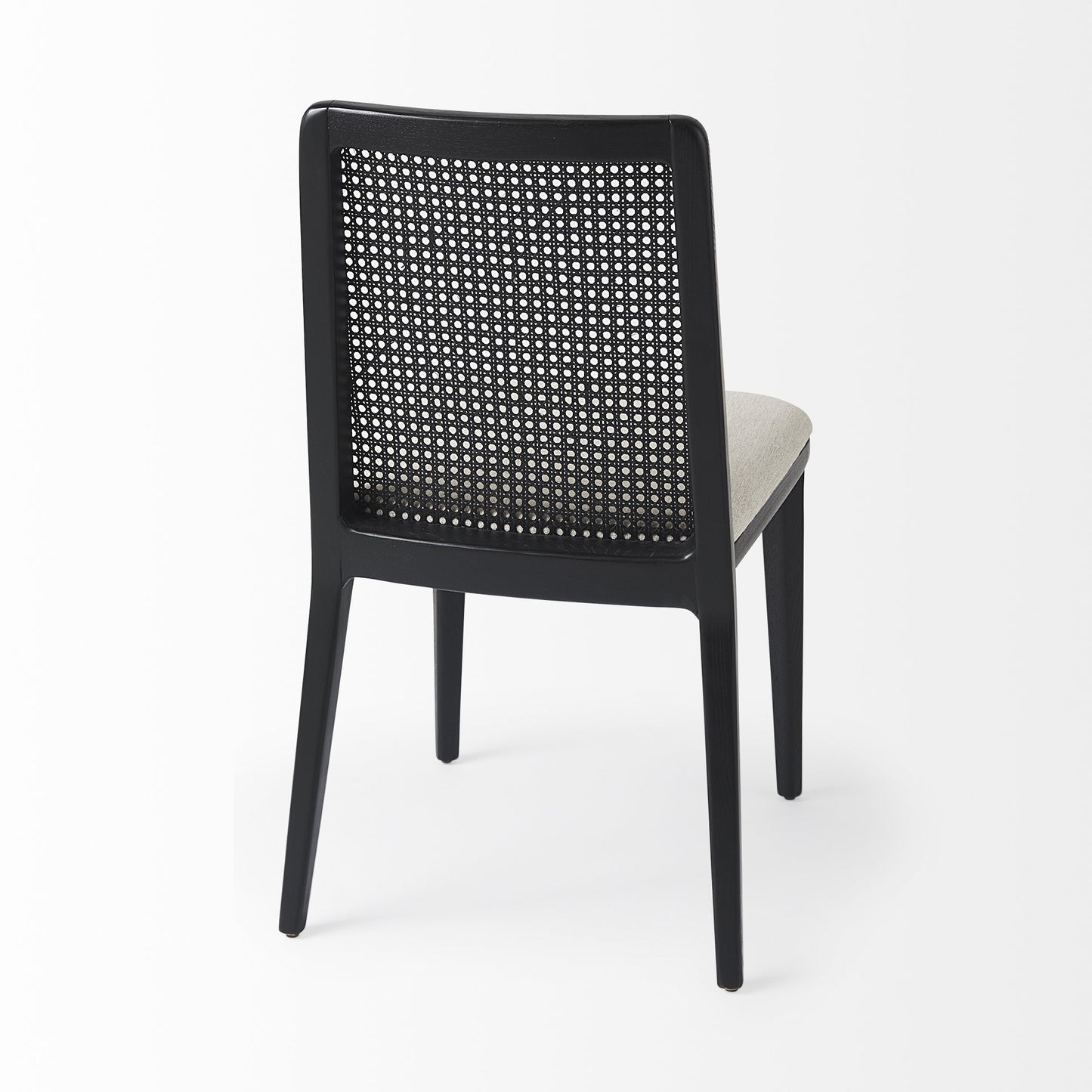 Set of Two Black Upholstered Fabric Cross Back Dining Side Chairs
