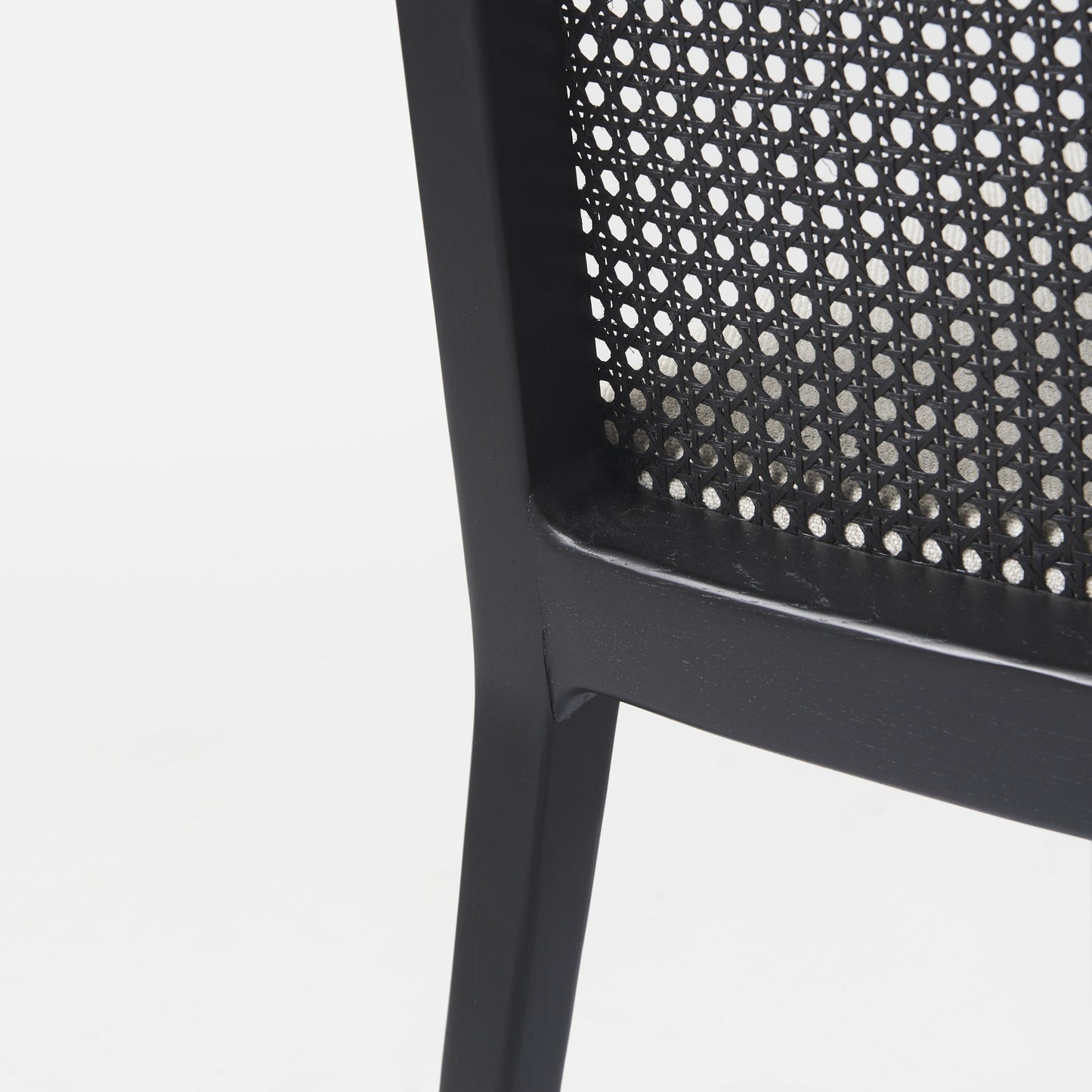 Set of Two Black Upholstered Fabric Cross Back Dining Side Chairs