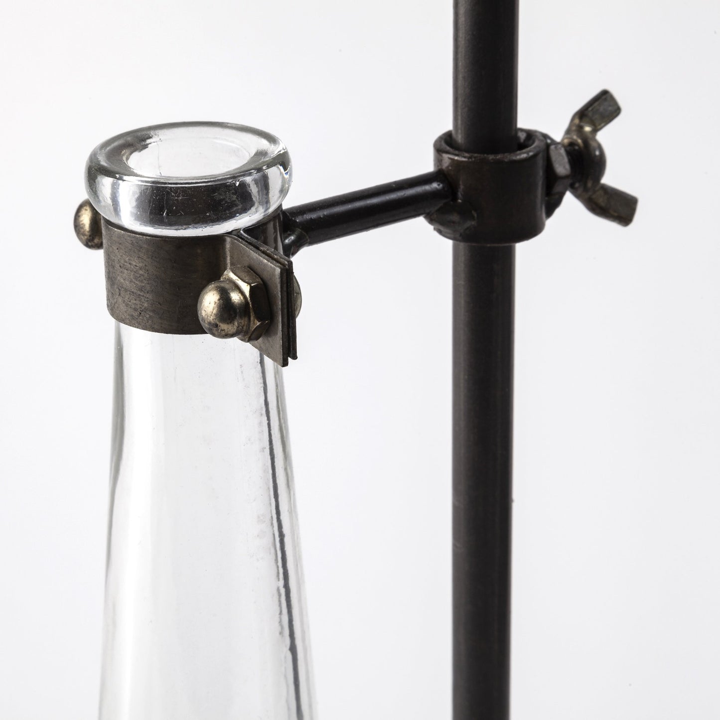 Set of Two Dark Brown Abstract Cylinder Metal Table Vase