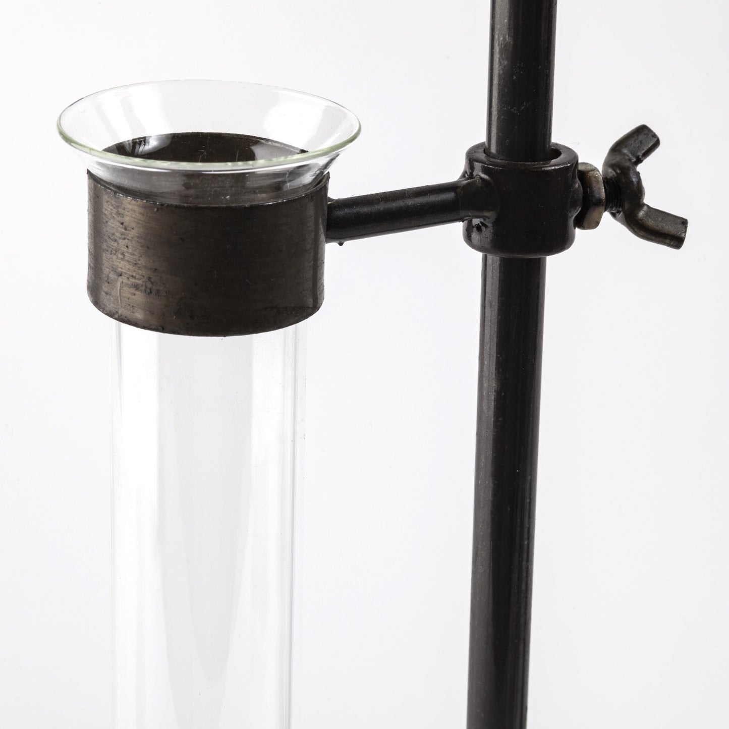 Set of Two Dark Brown Abstract Cylinder Metal Table Vase