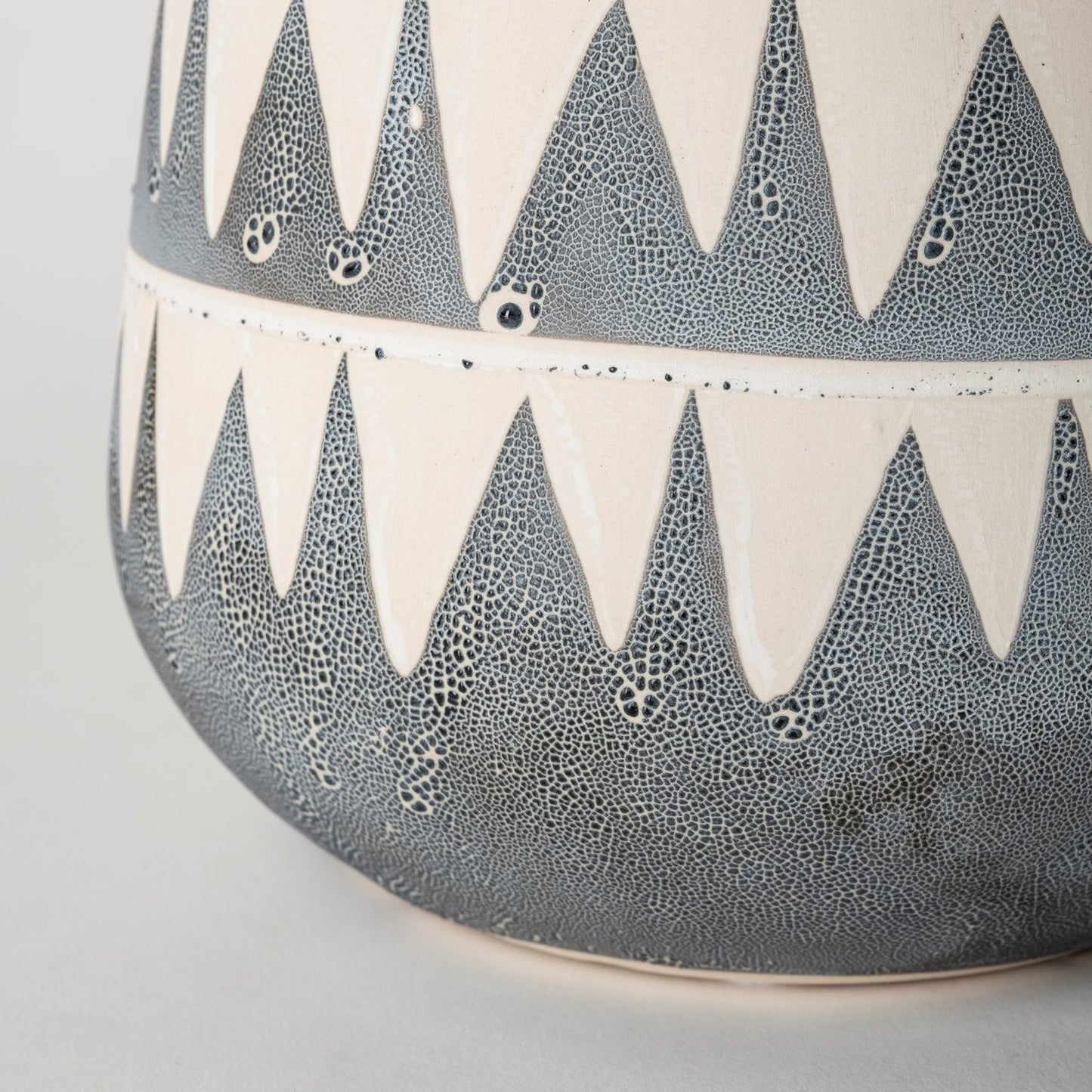 10" Gray And Ivory Abstract Cylinder Ceramic Table Vase