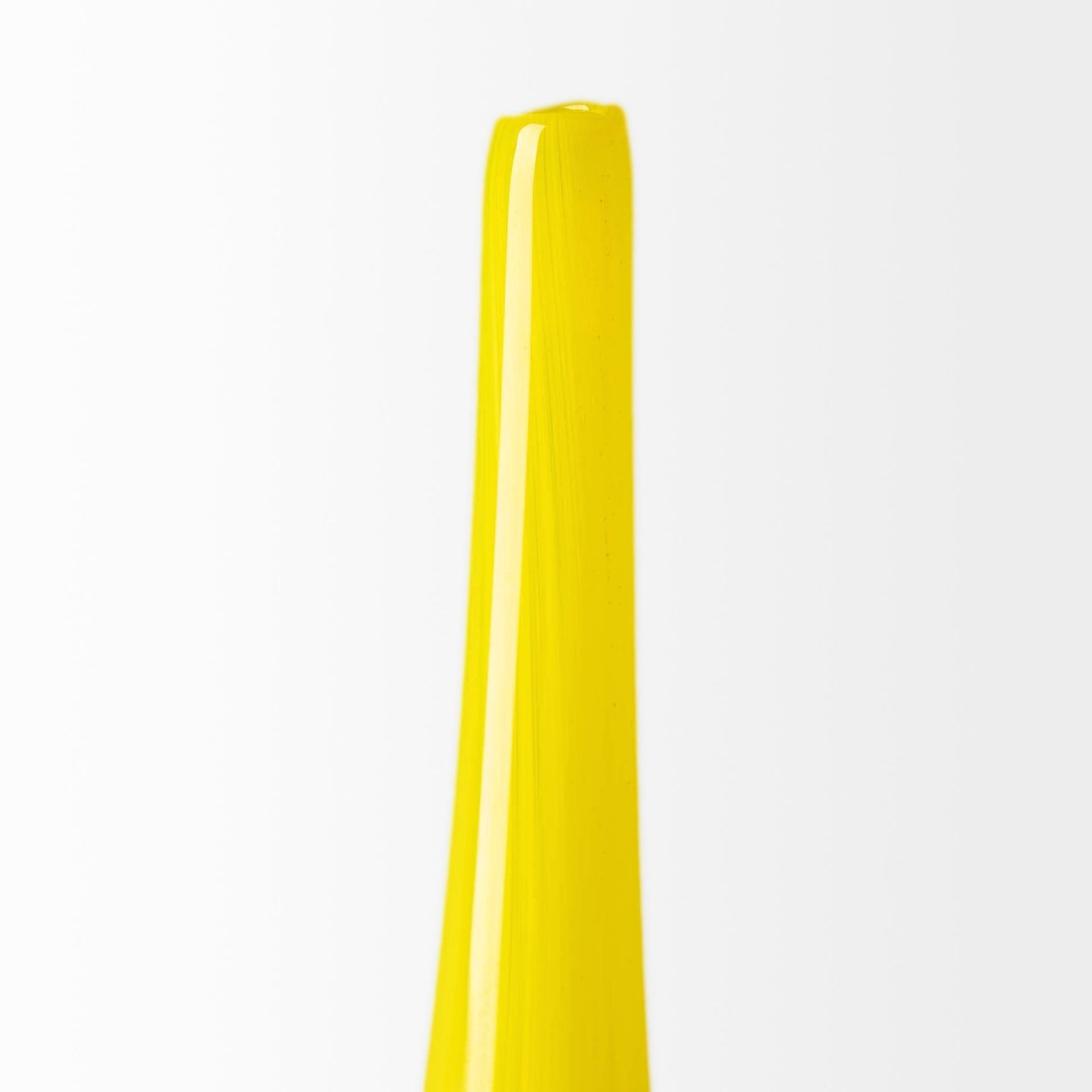 21" Yellow Abstract Cylinder Crystal Glass Table Vase