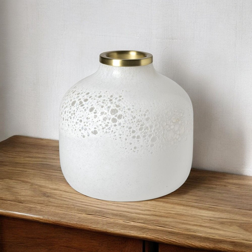 8" White Abstract Cylinder Crystal Glass Table Vase