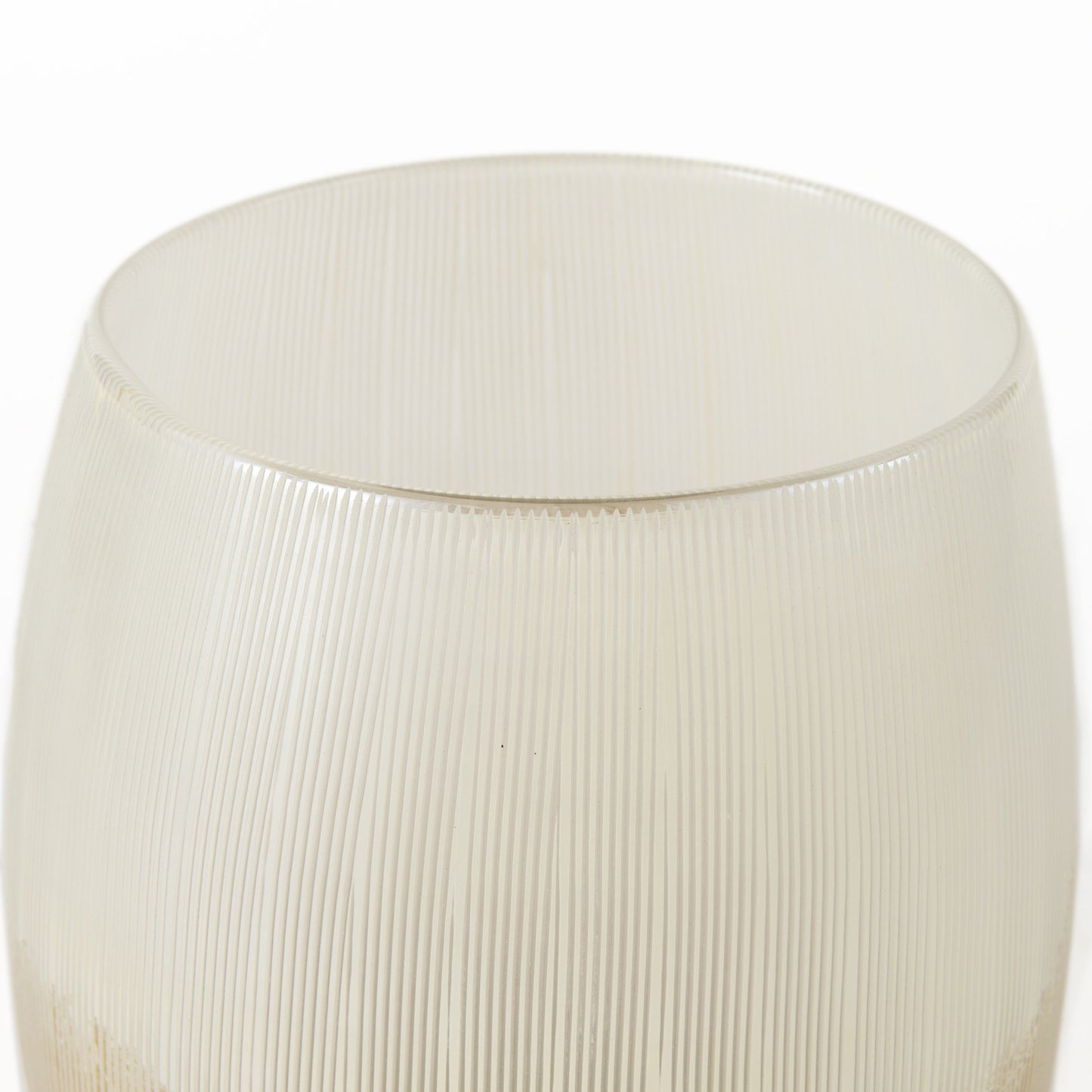 9" Cream Abstract Cylinder Crystal Glass Table Vase