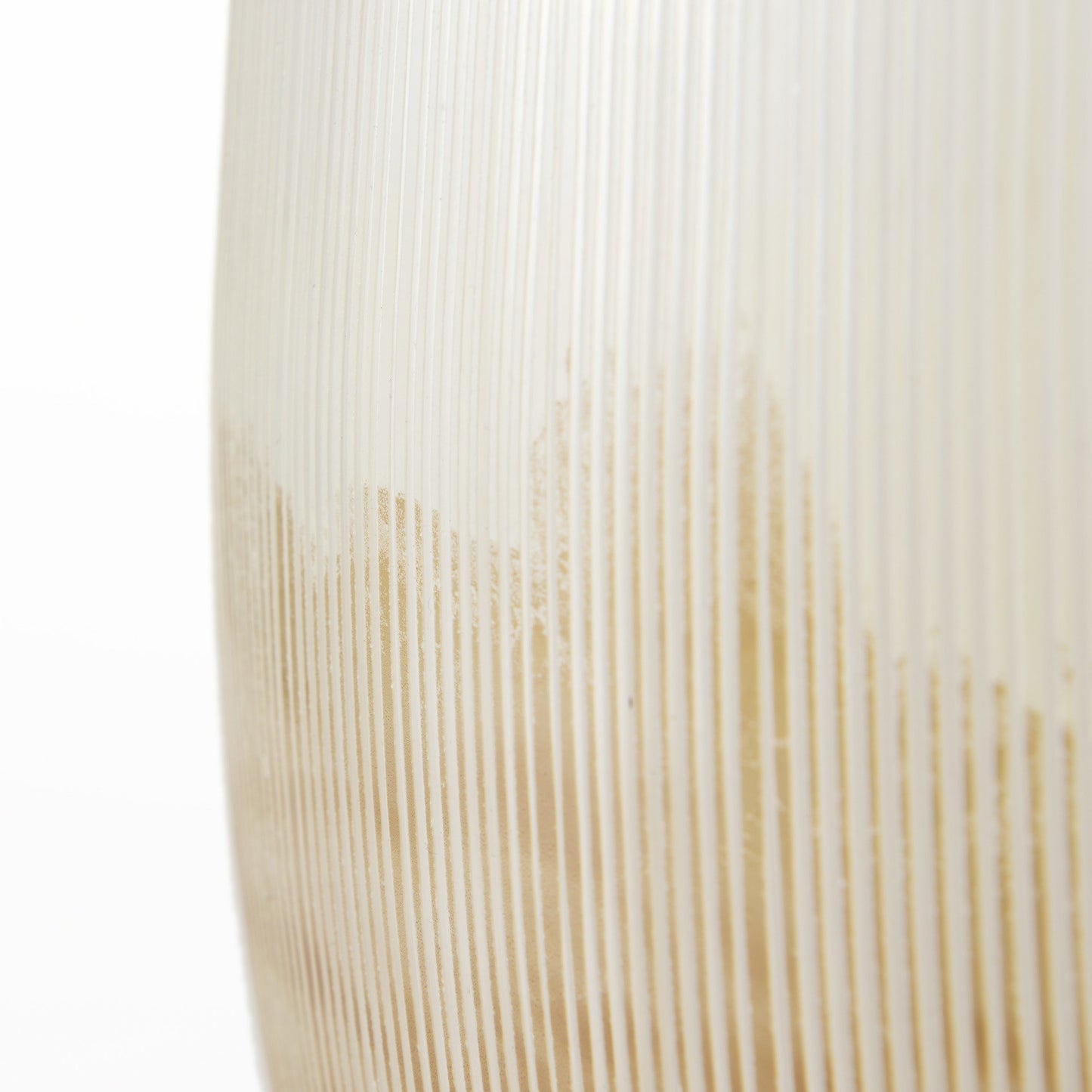 9" Cream Abstract Cylinder Crystal Glass Table Vase
