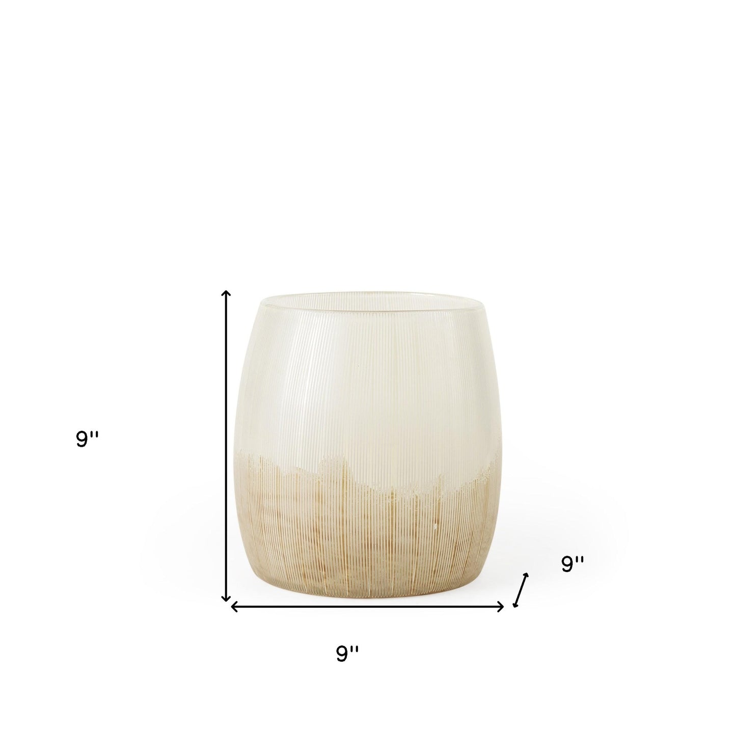 9" Cream Abstract Cylinder Crystal Glass Table Vase