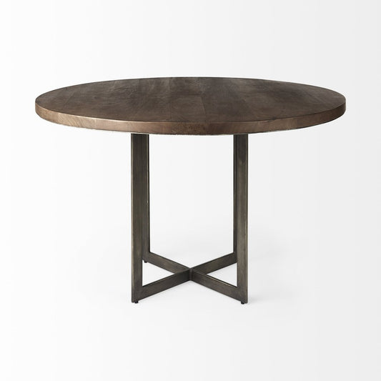 48" Brown And Gray Sled Base Dining Table