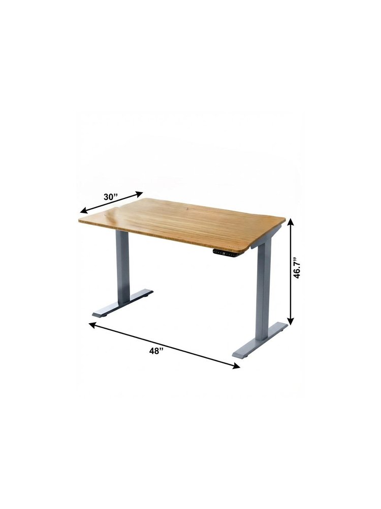 48" Adjustable Brown and Gray Stainless Steel Computer Desk