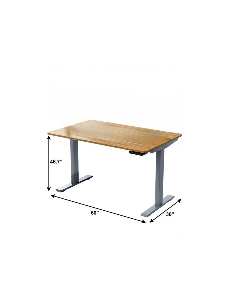 60" Adjustable Brown and Gray Stainless Steel Computer Desk
