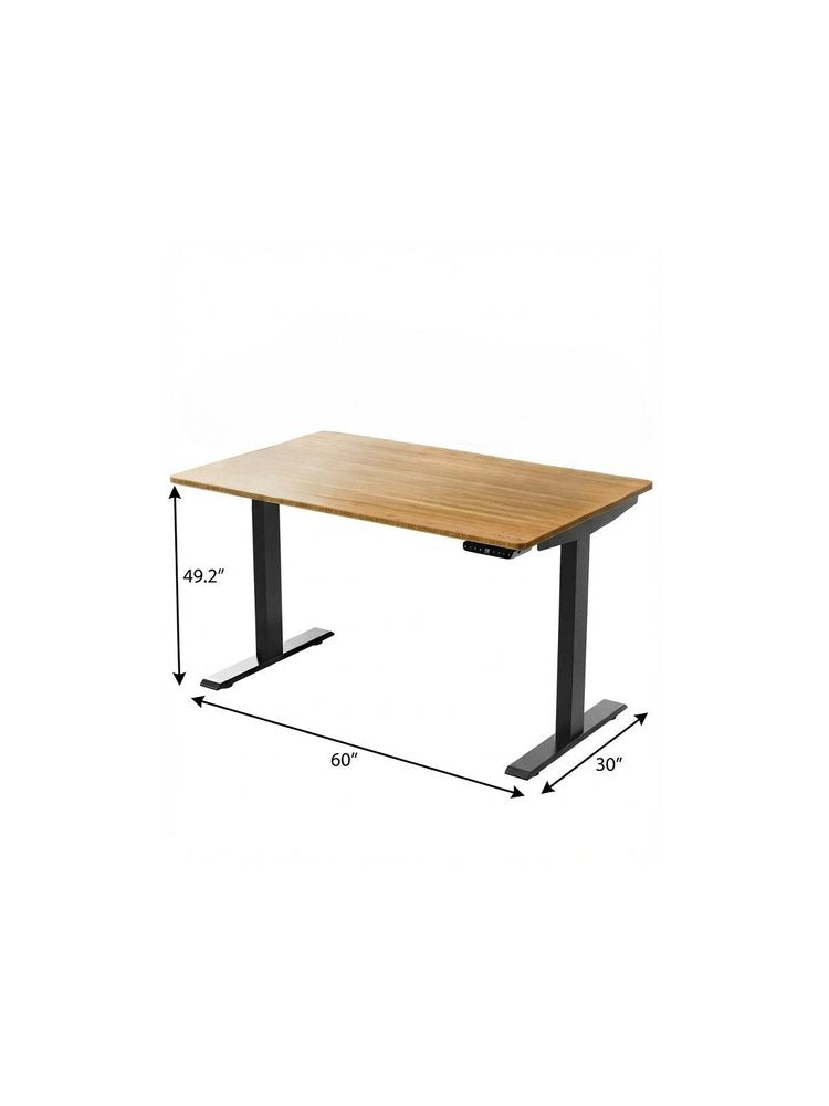 60" Adjustable Brown and Black Stainless Steel Computer Desk