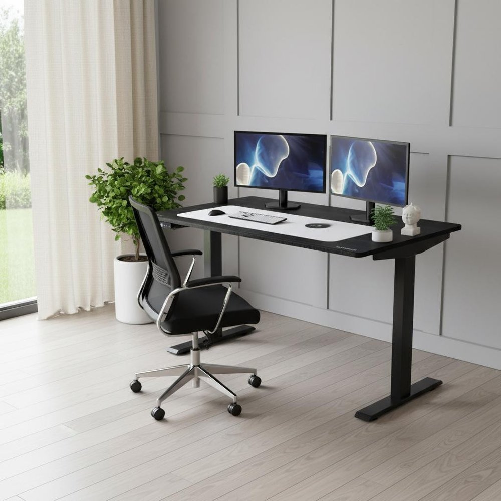 Adjustable Black Stainless Steel Rolling Computer Desk