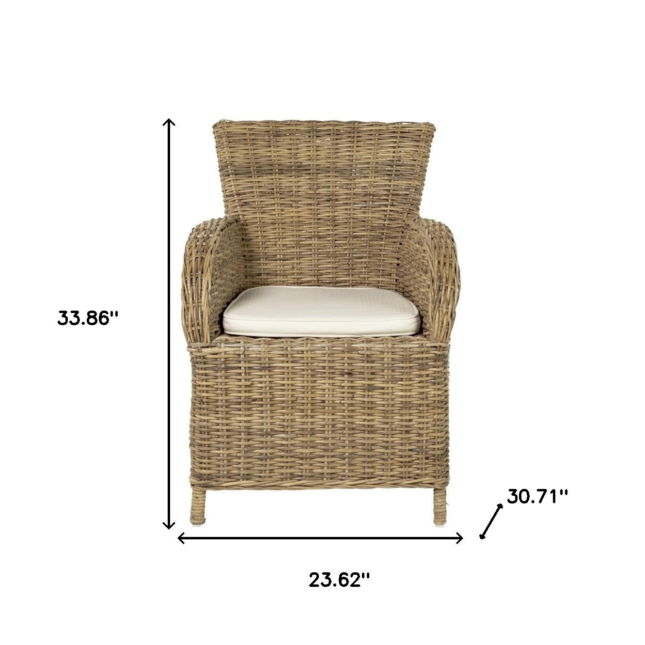 Set of Two Cream and Tan Dining Arm Chairs