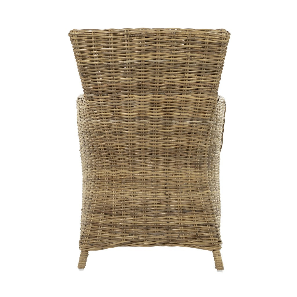 Set of Two Cream and Tan Dining Arm Chairs