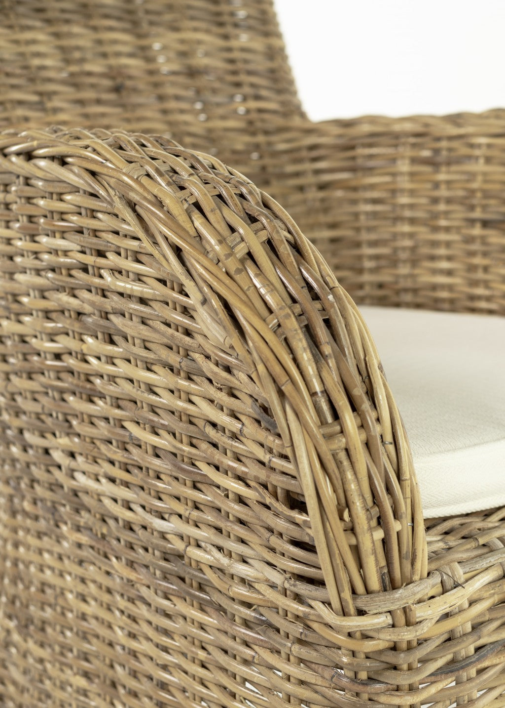Set of Two Cream and Tan Dining Arm Chairs
