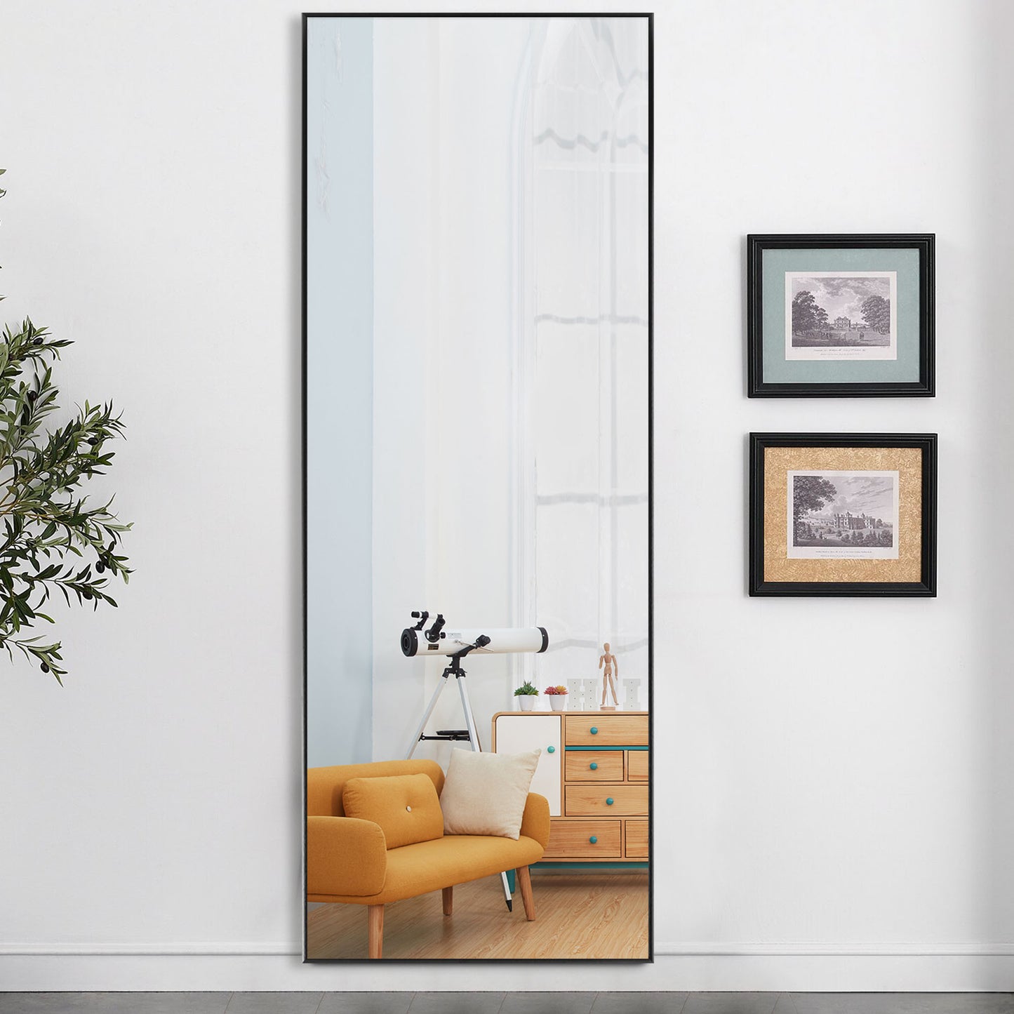 71" Black Metal Framed Standing Mirror