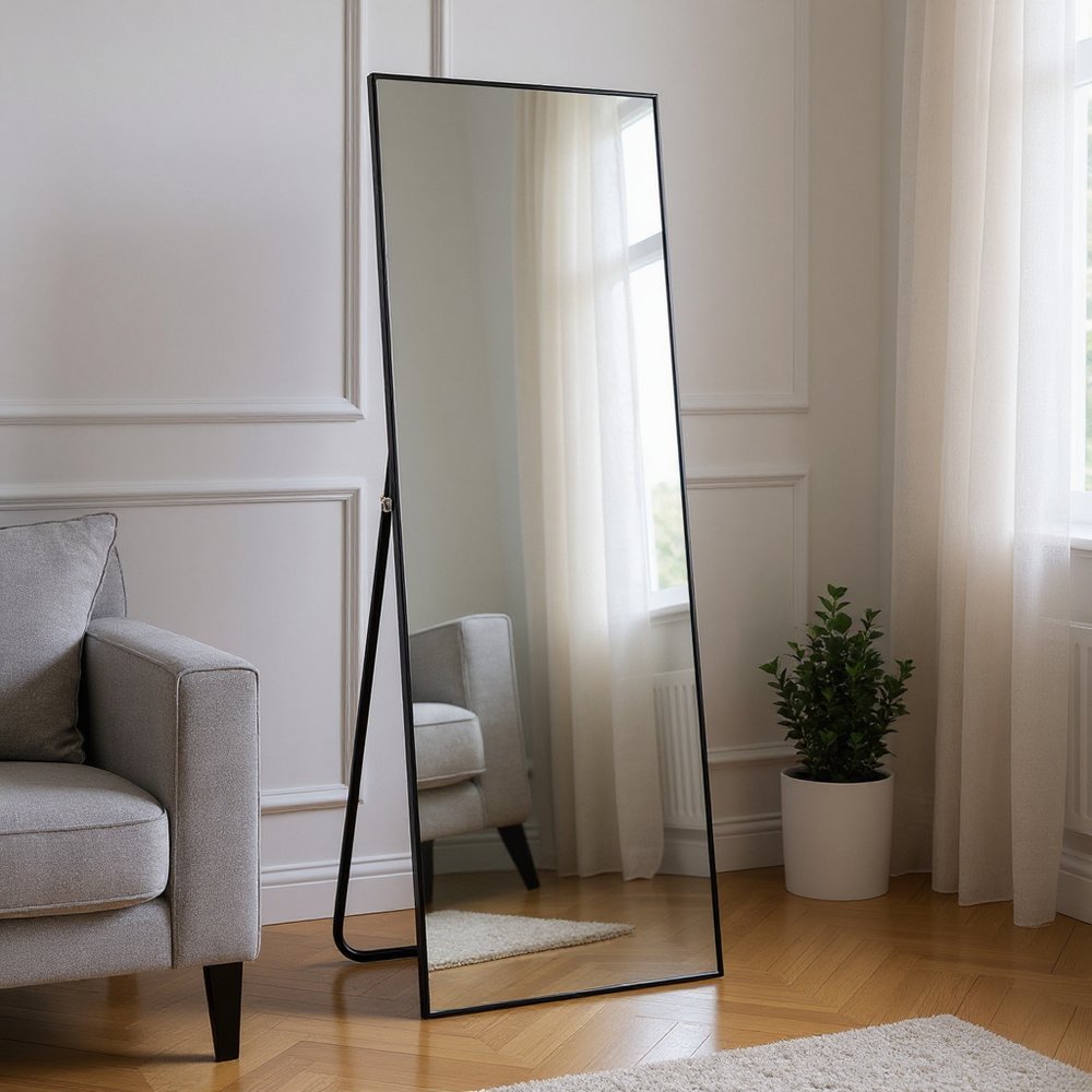71" Black Metal Framed Standing Mirror