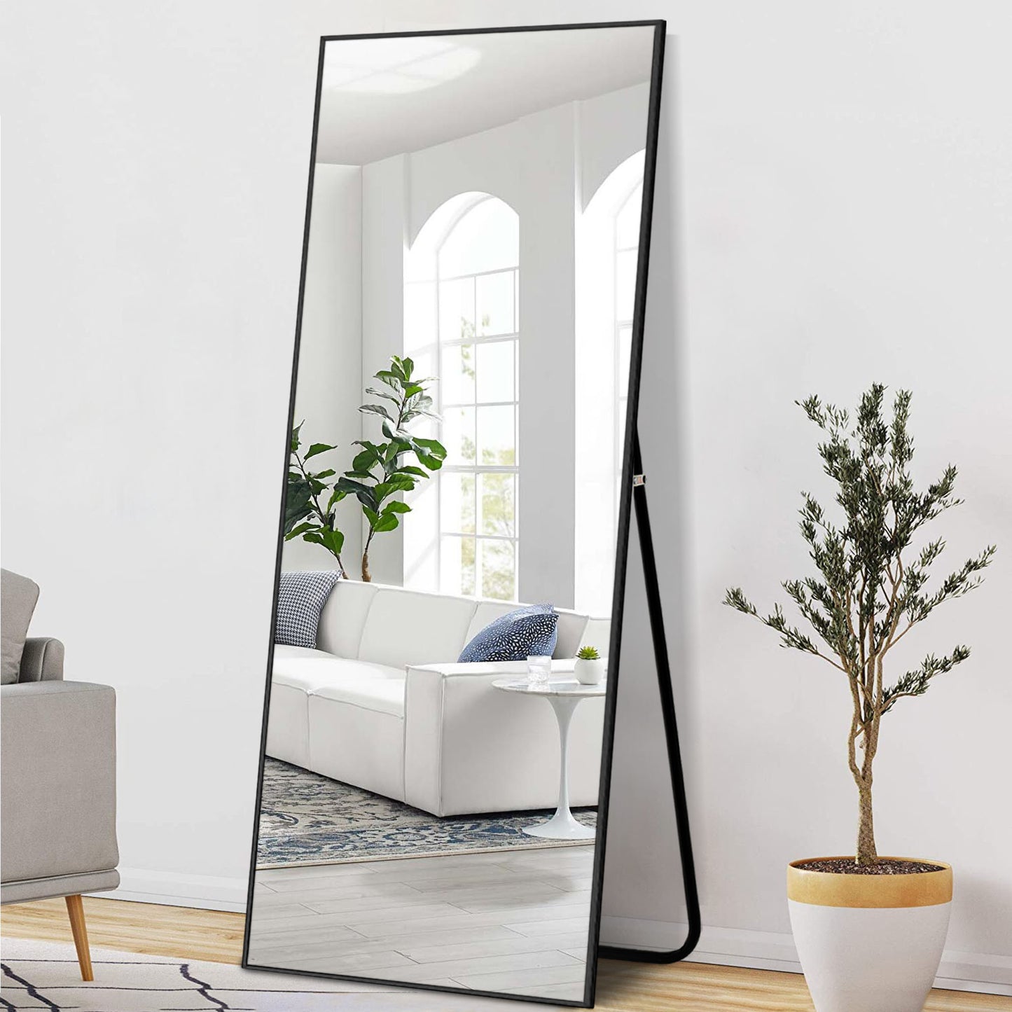 71" Black Metal Framed Standing Mirror