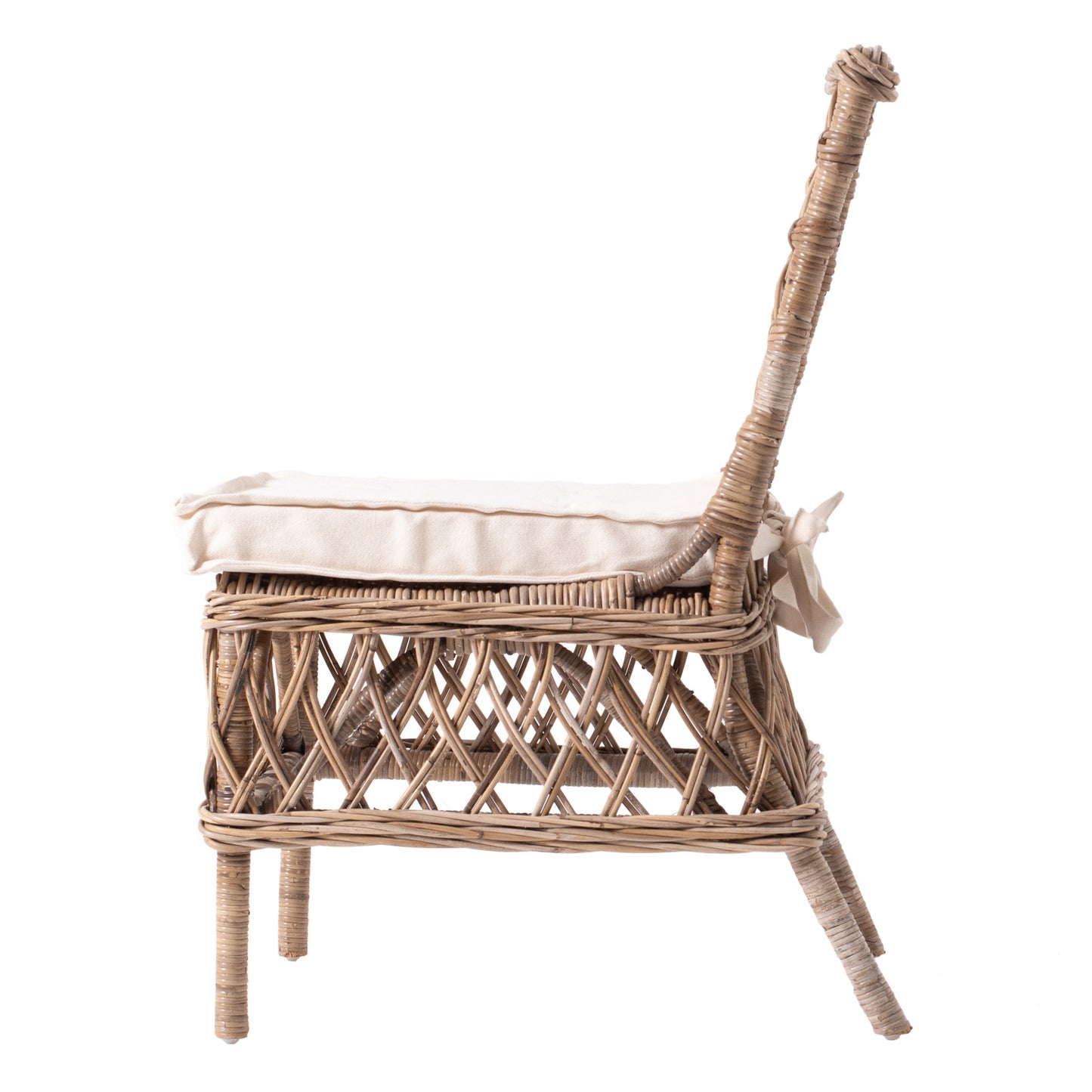 Set of Two Cream And Natural Rattan Cross Back Dining Parsons Chairs