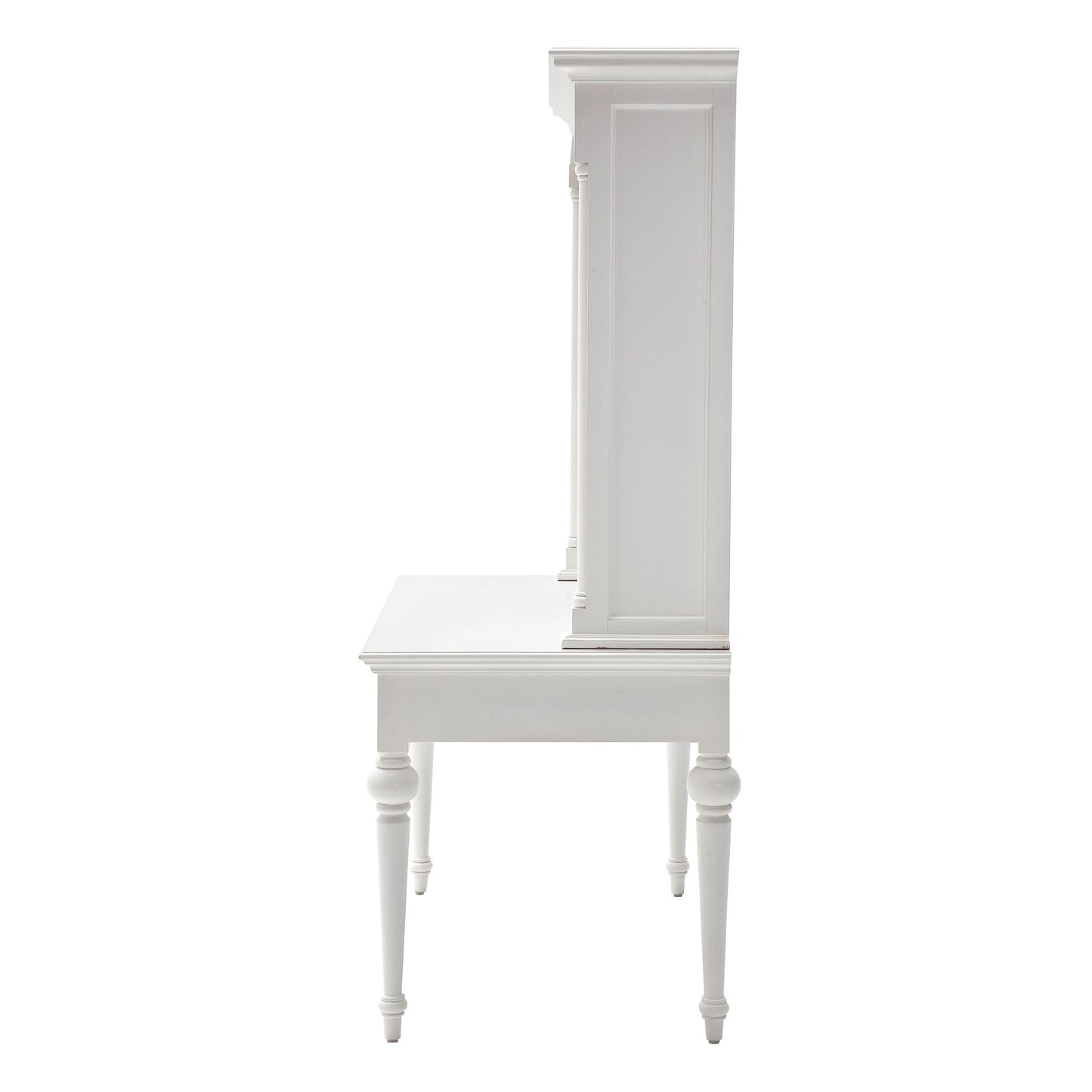 47" White Solid Wood Computer Desk With Hutch With Two Drawers