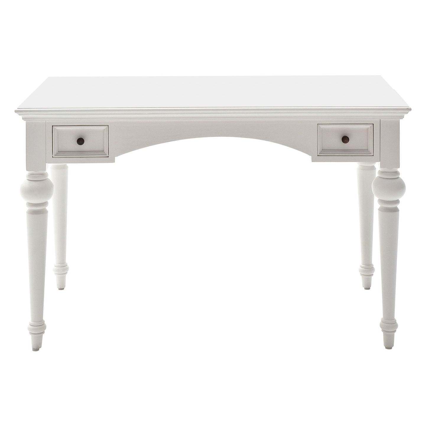 47" White Solid Wood Computer Desk With Hutch With Two Drawers