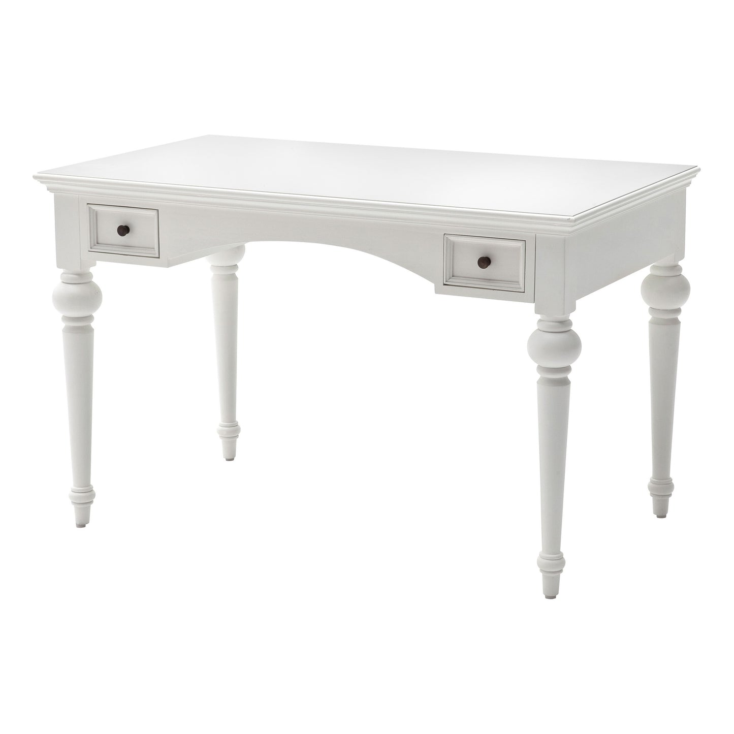 47" White Solid Wood Computer Desk With Hutch With Two Drawers