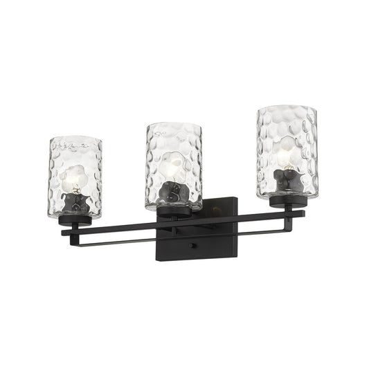 10" Black And Clear Metal and Glass Vanity Flush Mounted Sconce